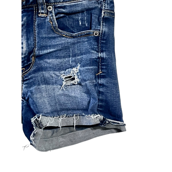 American Eagle Super Super Stretch Distressed Cutoff Denim Jean Shorts Size 2 - Picture 3 of 6
